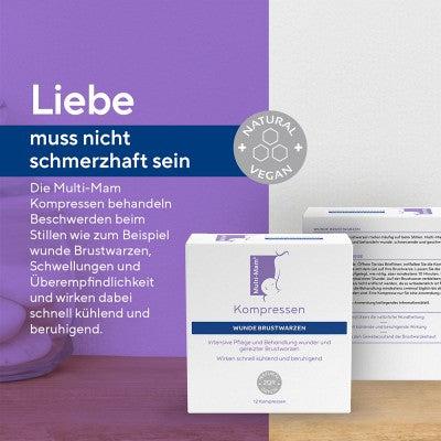 MULTI-MAM Kompressen - Intensive Pflege und Behandlung wunder und gereizter Brustwarzen.