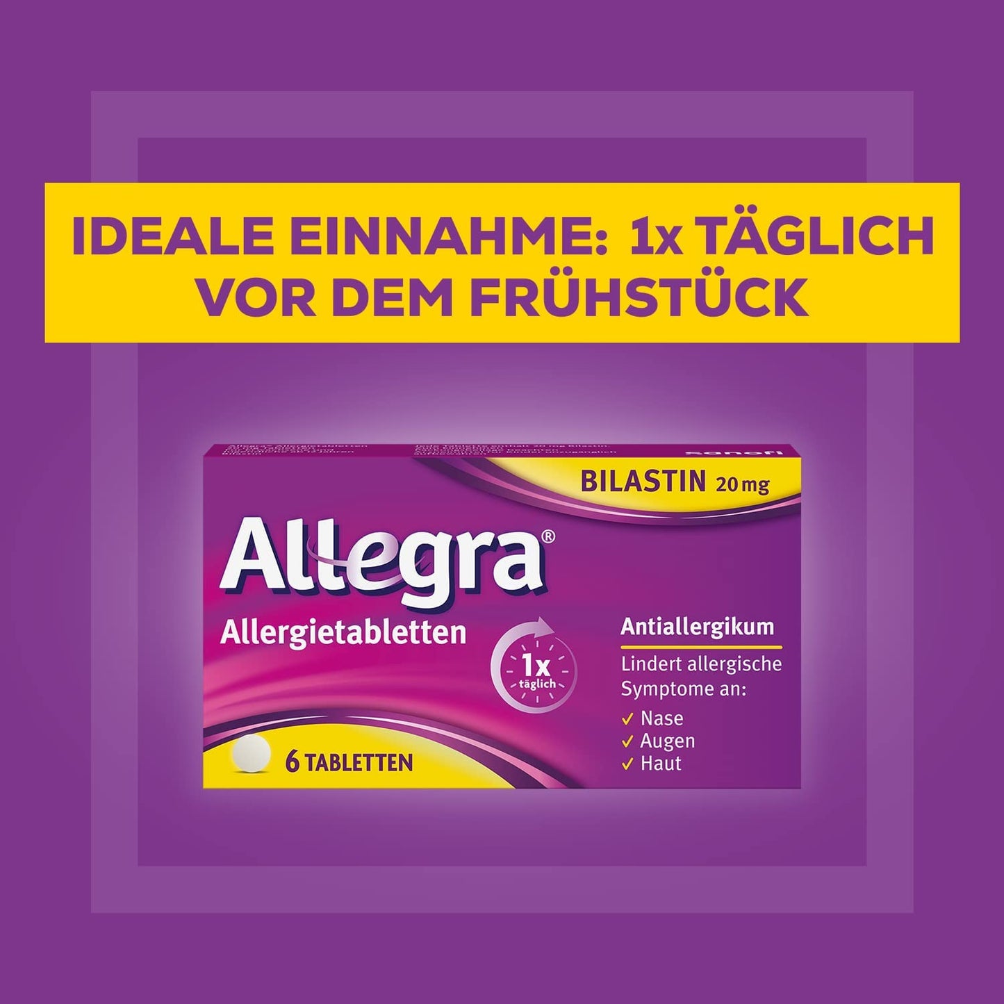 ALLEGRA 20mg Allergietabletten - lindert wirksam allergisch bedingte Symptome wie Niesen, tränende Augen sowie Juckreiz, Rötung und Quaddelbildung