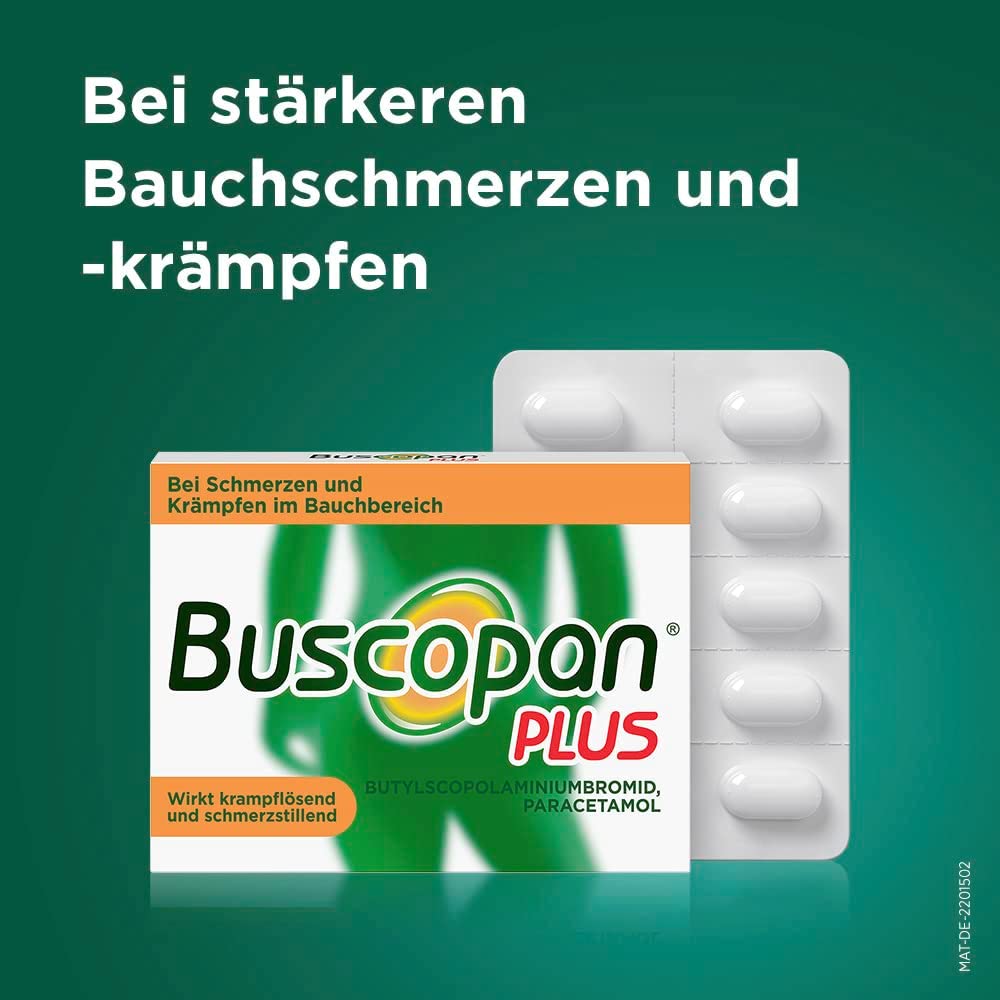 BUSCOPAN plus 10 mg/500 mg Filmtabletten bei stärkeren Schmerzen und Krämpfen im Bauchbereich