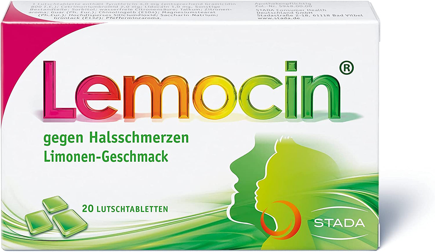 LEMOCIN gegen Halsschmerzen Lutschtabletten 20 St Limonen Geschmack
