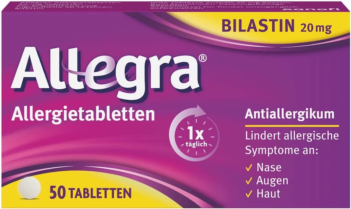 ALLEGRA 20mg Allergietabletten - lindert wirksam allergisch bedingte Symptome wie Niesen, tränende Augen sowie Juckreiz, Rötung und Quaddelbildung