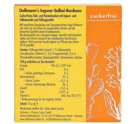 Dallmann's Ingwer-Salbei Bonbons (37 g)