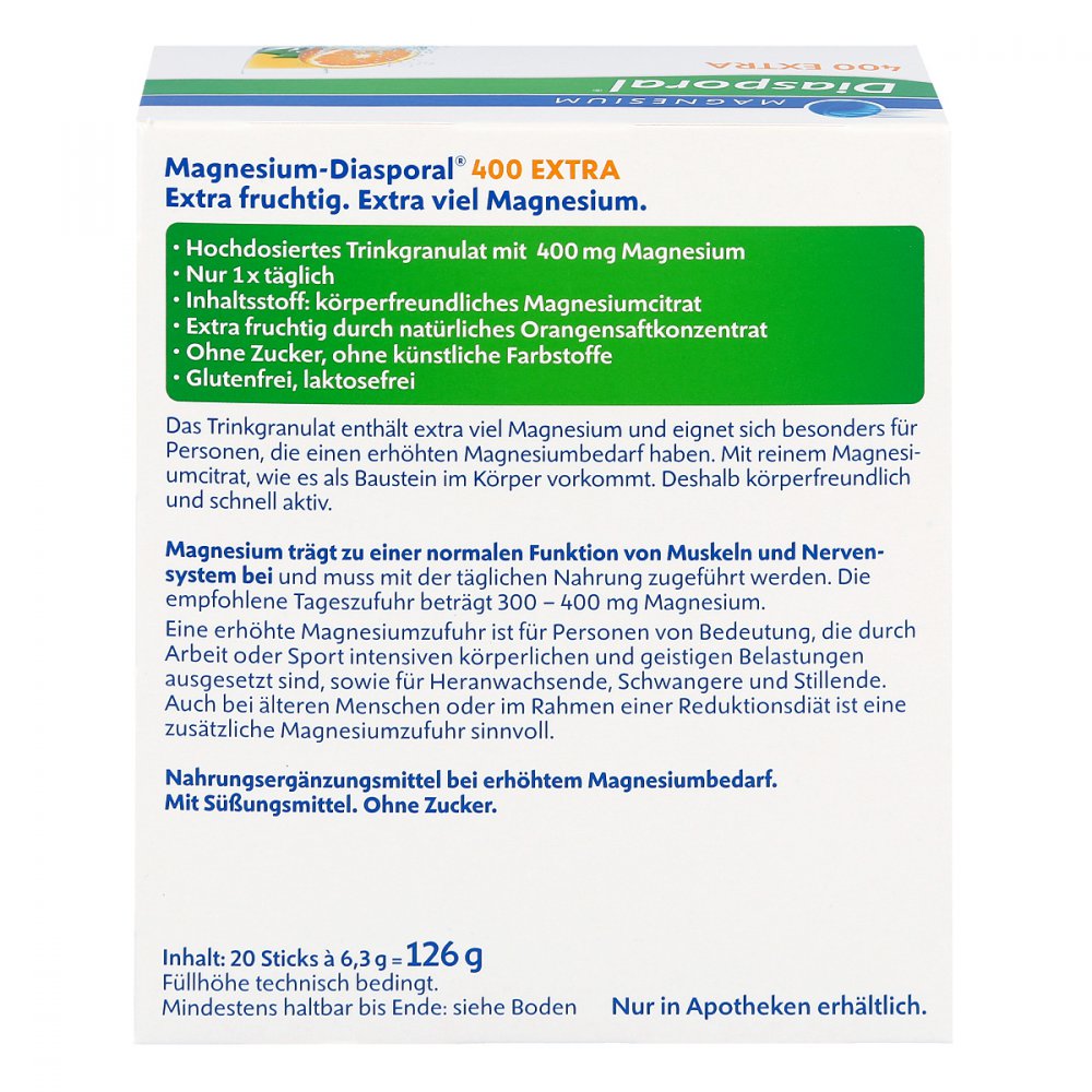 MAGNESIUM DIASPORAL 400 Extra Trinkgranulat